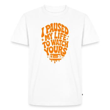 Pause My Life To Watch Horror - Men's Premium Organic T-Shirt - white - Front - Nico (187cm)