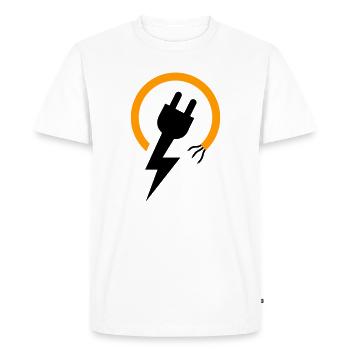 Electrician logo with lightning bolt and plug - Men's Premium Organic T-Shirt - white - Front - Nico (187cm)