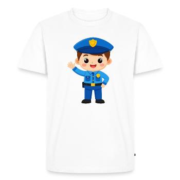 Petit Policier en Uniforme – Personnage de bande dessinée Kawaii - T-shirt Premium bio Homme - blanc - Devant - Nico (187cm)