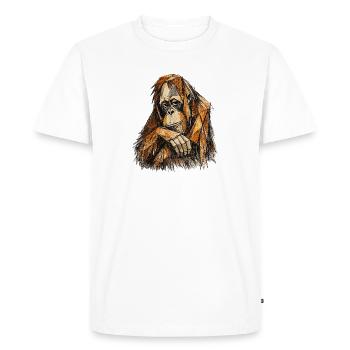 Portrait géométrique d’orang-outan - T-shirt Premium bio Homme - blanc - Devant - Nico (187cm)