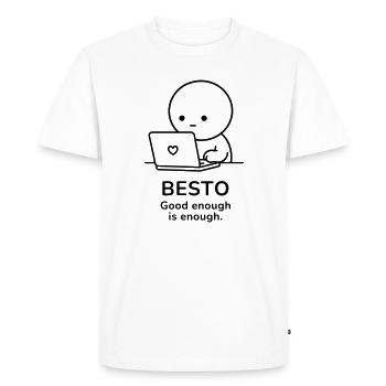 Besto – Assez bien c’est assez | Motivation au travail - T-shirt Premium bio Homme - blanc - Devant - Nico (187cm)