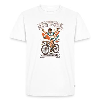 70s Vintage Cycling Poster Pain Is Temporary - Men's Premium Organic T-Shirt - white - Front - Nico (187cm)