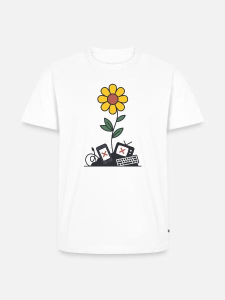 Digital Detox Blume Natur - Männer Premium Bio T-Shirt - Weiß