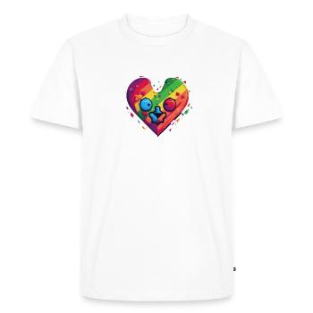 Cœur arc-en-ciel LGBTQIA+ - T-shirt Premium bio Homme - blanc - Devant - Nico (187cm)