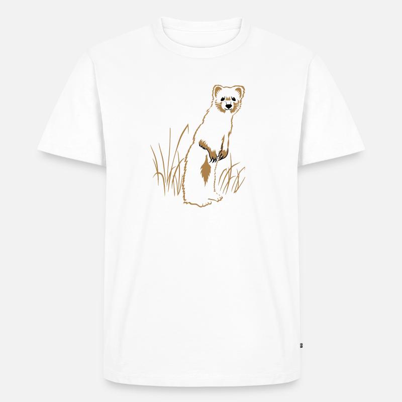 Wiesel auf Wiese - Männer Premium Bio T-Shirt - Weiß