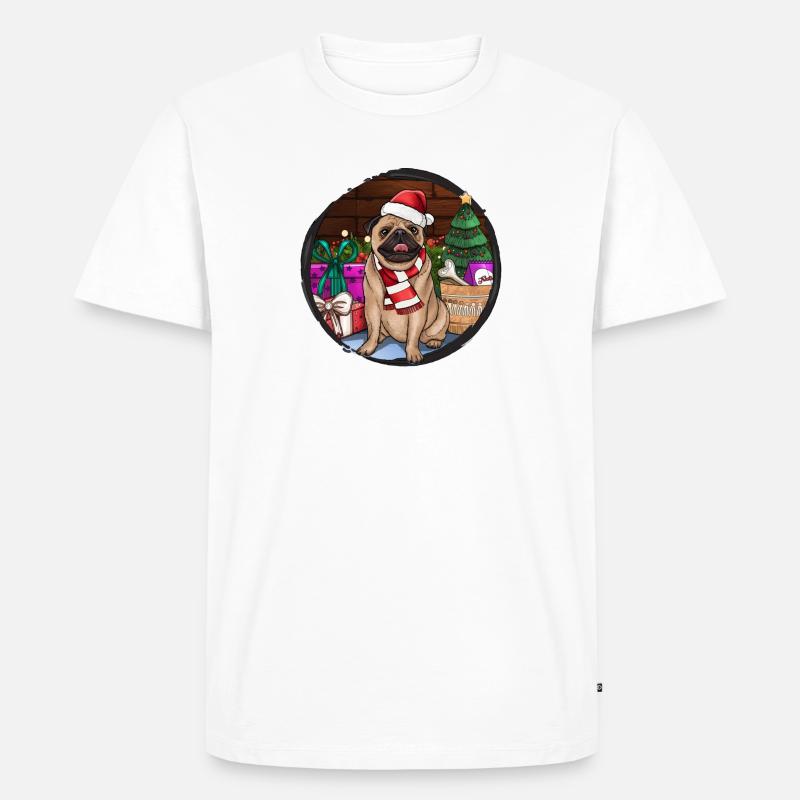 Weihnachts mops - Männer Premium Bio T-Shirt - Weiß