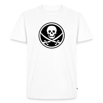 Pirate logo crâne sabres - T-shirt Premium bio Homme - blanc - Devant - Nico (187cm)