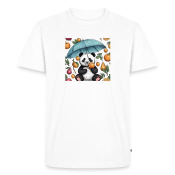 Hand drawn panda with umbrella - Men's Premium Organic T-Shirt - white - Front - Nico (187cm)