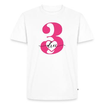 Digit Three 3 with Heart - Men's Premium Organic T-Shirt - white - Front - Nico (187cm)