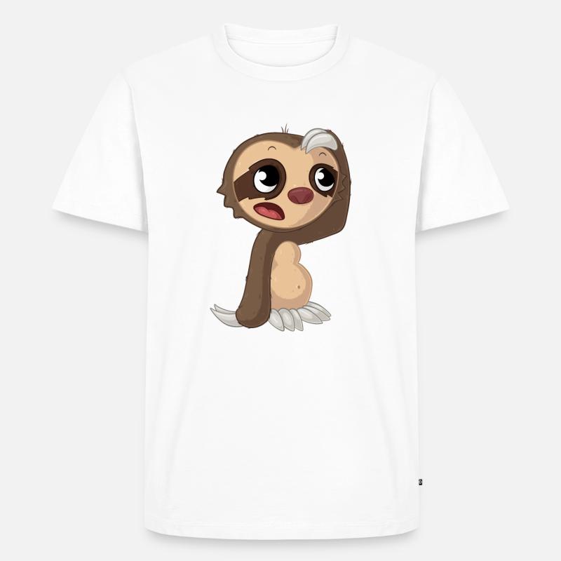 Nachdenkliches Comic Faultier - Männer Premium Bio T-Shirt - Weiß