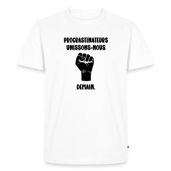 procrastinateurs unissons nous - T-shirt Premium bio Homme - blanc - Devant - Nico (187cm)