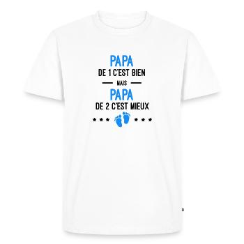 cadeau naissance jumeaux Papa - T-shirt Premium bio Homme - blanc - Devant - Nico (187cm)