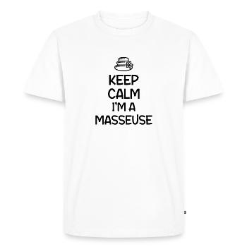 Massage , Masseur , Masseuse , Métier , Job - T-shirt Premium bio Homme - blanc - Devant - Nico (187cm)