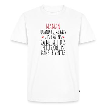 Maman , Fête des Mères , Bébé , Naissance , Baby - T-shirt Premium bio Homme - blanc - Devant - Nico (187cm)