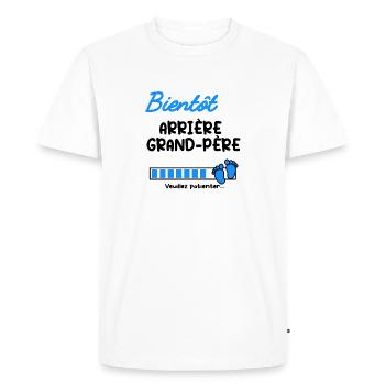 Annonce grossesse bientôt Arrière grand-père - T-shirt Premium bio Homme - blanc - Devant - Nico (187cm)