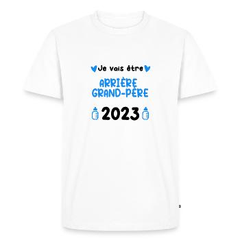 Annonce grossesse Arrière grand-père 2023 - T-shirt Premium bio Homme - blanc - Devant - Nico (187cm)