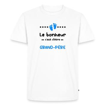Annonce grossesse bonheur grand-père - T-shirt Premium bio Homme - blanc - Devant - Nico (187cm)