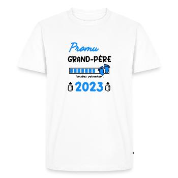 Annonce grossesse Promu grand-père 2023 - T-shirt Premium bio Homme - blanc - Devant - Nico (187cm)