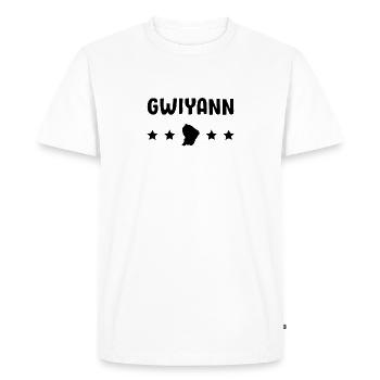 Guyane , 973 , Gwiyann , Gwiyan - T-shirt Premium bio Homme - blanc - Devant - Nico (187cm)