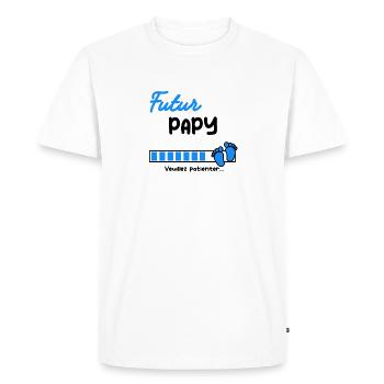 Annonce grossesse futur Papy - T-shirt Premium bio Homme - blanc - Devant - Nico (187cm)