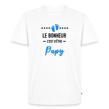 bonheur être Papy Annonce grossesse - T-shirt Premium bio Homme - blanc - Devant - Nico (187cm)