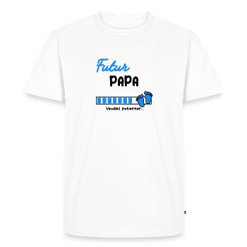 Annonce grossesse futur Papa - T-shirt Premium bio Homme - blanc - Devant - Nico (187cm)