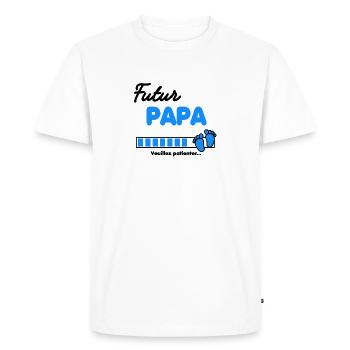 futur Papa Annonce grossesse - T-shirt Premium bio Homme - blanc - Devant - Nico (187cm)