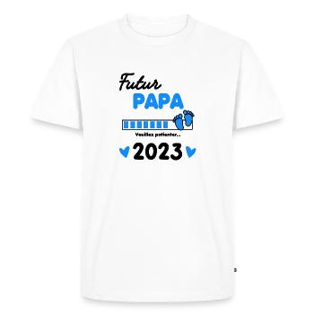 futur Papa 2023 cadeau naissance - T-shirt Premium bio Homme - blanc - Devant - Nico (187cm)
