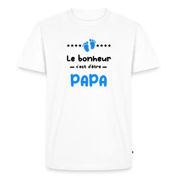 Annonce grossesse bonheur Papa - T-shirt Premium bio Homme - blanc - Devant - Nico (187cm)