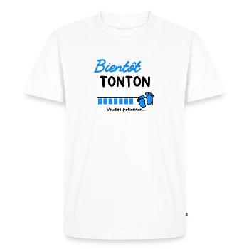 Annonce grossesse bientôt Tonton - T-shirt Premium bio Homme - blanc - Devant - Nico (187cm)