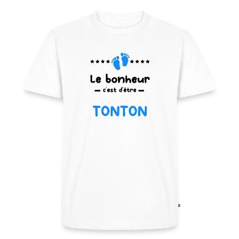 Annonce grossesse bonheur Tonton - T-shirt Premium bio Homme - blanc - Devant - Nico (187cm)
