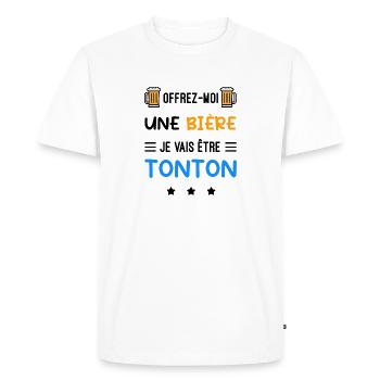 grossesse bière je vais être Tonton - T-shirt Premium bio Homme - blanc - Devant - Nico (187cm)