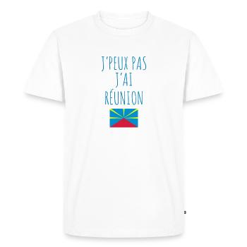 Réunion , 974 , Réunionnais , Réunionnaise - T-shirt Premium bio Homme - blanc - Devant - Nico (187cm)