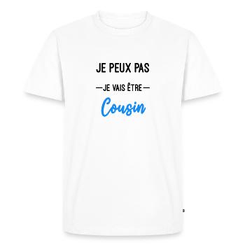 je vais être Cousin annonce grossesse - T-shirt Premium bio Homme - blanc - Devant - Nico (187cm)