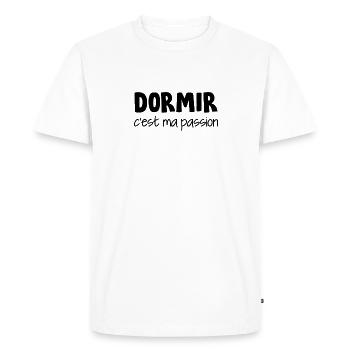 dormir / dormeur / sommeil / paresse - T-shirt Premium bio Homme - blanc - Devant - Nico (187cm)