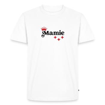 Mamie / Mamy / Grand Mere / Grand-Mère / Bébé - T-shirt Premium bio Homme - blanc - Devant - Nico (187cm)