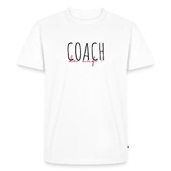 Coach / Coaching / Entraineur / Sport - T-shirt Premium bio Homme - blanc - Devant - Nico (187cm)