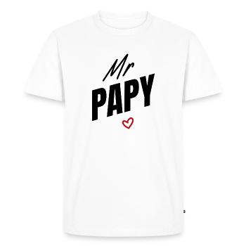 Mr Papy - cadeau pour les grand-pères - T-shirt Premium bio Homme - blanc - Devant - Nico (187cm)