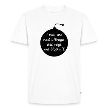 Explode with serenity - Swabian saying - Men's Premium Organic T-Shirt - white - Front - Nico (187cm)