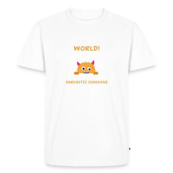 Sweet Monster Sarcasme « Good morning World » - T-shirt Premium bio Homme - blanc - Devant - Nico (187cm)