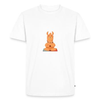 Lamaste – Drôle de lama en méditation - T-shirt Premium bio Homme - blanc - Devant - Nico (187cm)