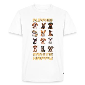 Puppies make me happy - Men's Premium Organic T-Shirt - white - Front - Nico (187cm)