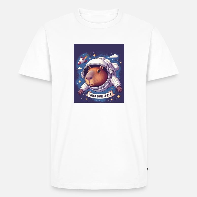 "I NEED SOME SPACE" Capybara - Männer Premium Bio T-Shirt - Weiß