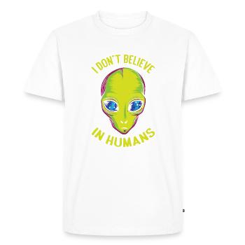 Je ne crois pas aux humains drôle alien - T-shirt Premium bio Homme - blanc - Devant - Nico (187cm)