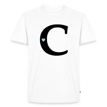 Point c) Point initial - T-shirt Premium bio Homme - blanc - Devant - Nico (187cm)