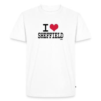 i love sheffield by wam - Men's Premium Organic T-Shirt - white - Front - Nico (187cm)