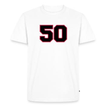 number50 - Men's Premium Organic T-Shirt - white - Front - Nico (187cm)