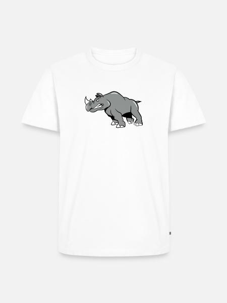 Rhino aggressively attacking - Men's Premium Organic T-Shirt - white