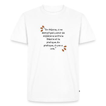 théorie et pratique - T-shirt Premium bio Homme - blanc - Devant - Nico (187cm)