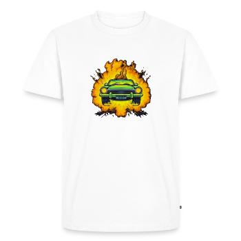 Voiture, explosion - T-shirt Premium bio Homme - blanc - Devant - Nico (187cm)
